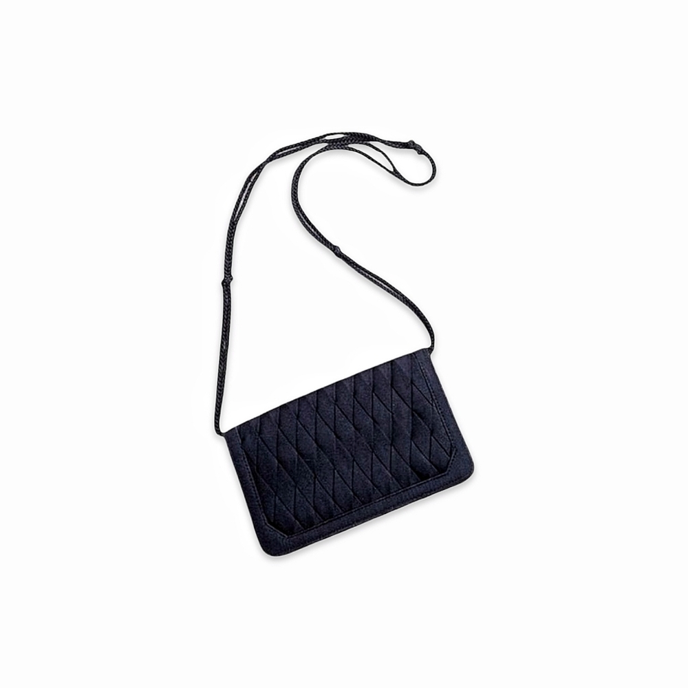 Vintage Magid Purse Handbag Black Quilted Fabric Small Crossbody Fabric Bag